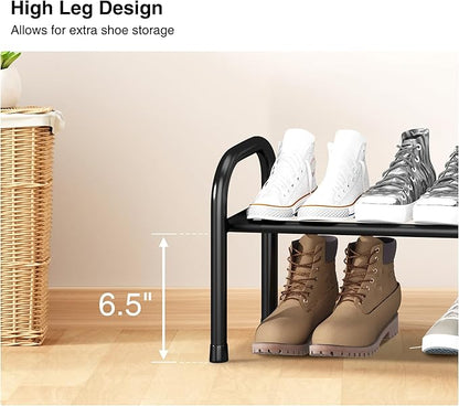 STO STO Long Expandable Shoe Rack 1-Tier, Adjustable Length 33.7”–47.5” Shoe Organizer, Metal Shoes Storage Shelf, Holds Up to 12 Pairs, Non-Slip Feet, for Closet, Entryway, Hallway, Front Door, Black