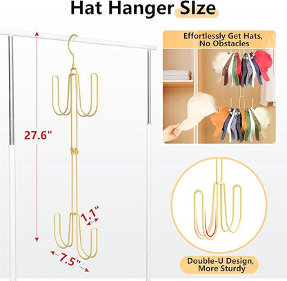 NANATI Hat Hangers for Closet, Stainless Steel Hat Organizer, Hat Racks for Baseball Caps, Cap Organizer for Baseball Caps, Gold, 1Pack