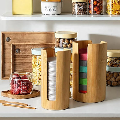 DIVINA VITAE 2 Pcs Mason Jar Lid Organizer (Wide Mouth & Regular Mouth) Bamboo Mason Jar Lid Storage Canning Vertical Storage Holder for Home Kitchen Organization & Tumbler Lids