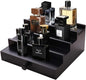 Black Cologne Organizer for Men - 4 Tier Wooden Perfume Display Stand with Drawer and Hidden Compartment for Organizing and Storing, Cologne Holder Shelf for Dresser