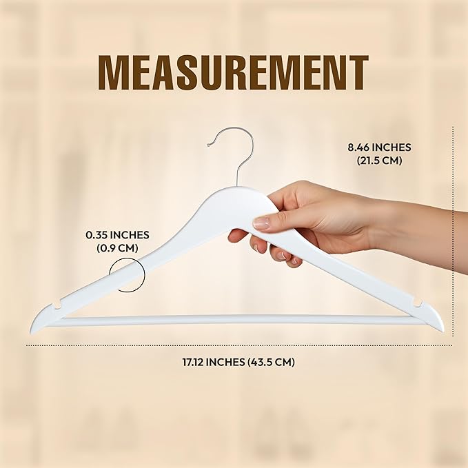 Utopia Home Premium Wooden Hangers 30 Pack - Durable & Slim Coat Hanger - Suit Hangers with 360-Degree Rotatable Hook - Wood Hangers with Shoulder Grooves (White Color)