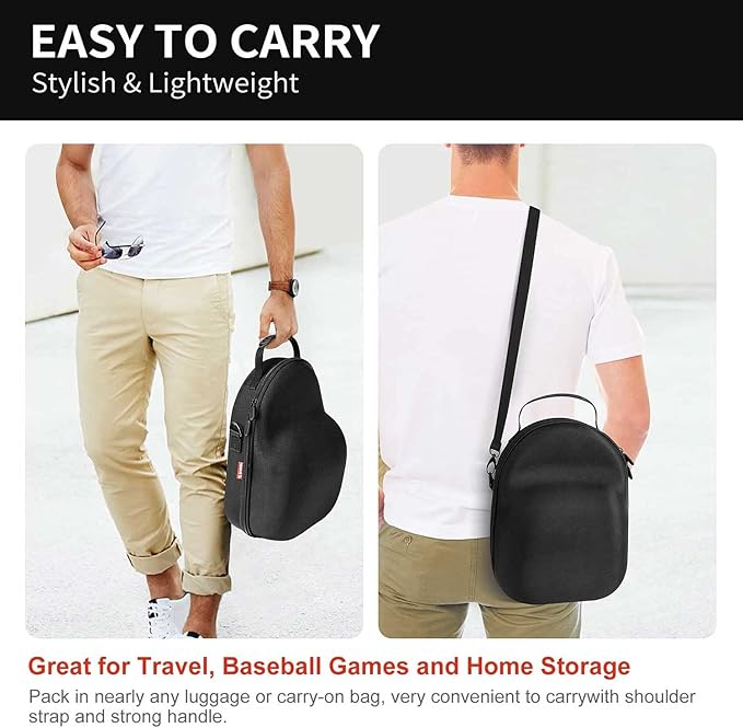 Livelab Hat Case, Hard Hat Case for Baseball Caps, Hat Storage with Carrying Handle & Shoulder Strap, Hat Organizer Protects Up to 6 Hats, Perfect for Travel & Home Storage - Black