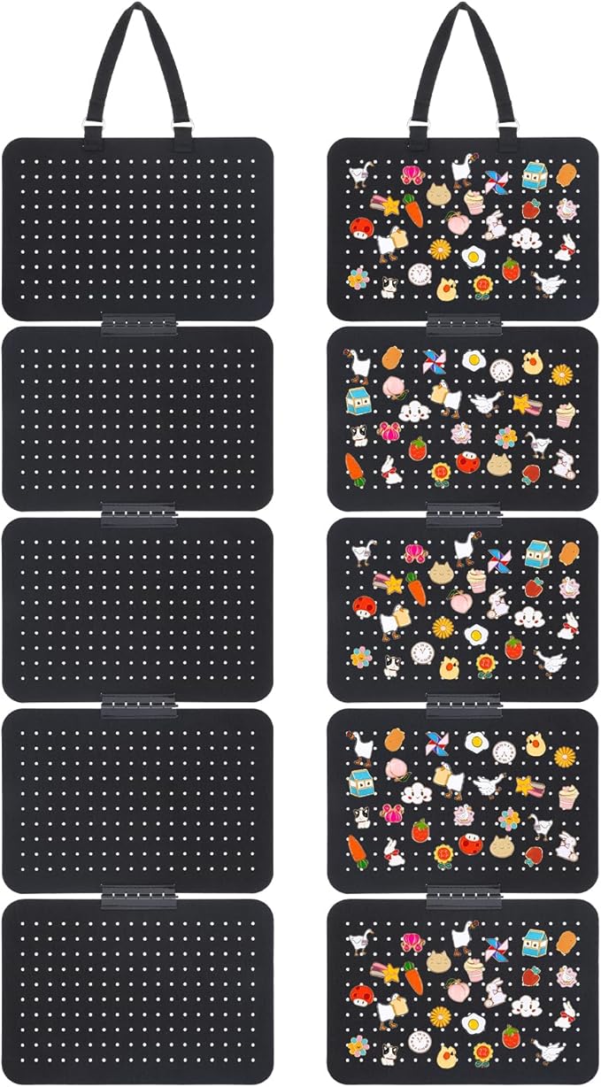 Hanging Enamel Pin Collection Display Panel, Detachable Brooch Pin Pages with 5 Loose leaf Board Pieces Badge Collection Display Holder Enamel Pin Organizer Display Case at Least 180 Pins