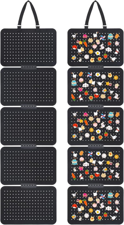 Hanging Enamel Pin Collection Display Panel, Detachable Brooch Pin Pages with 5 Loose leaf Board Pieces Badge Collection Display Holder Enamel Pin Organizer Display Case at Least 180 Pins