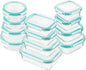 Bayco Glass Food Storage Containers with Lids, [24 Piece] Meal Prep, Airtight Bento Boxes, Leak Proof (12 lids & 12 Containers) - Blue
