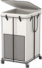 40 Gal Large Laundry Hamper with Lid, Rolling Laundry Basket with Wheels, Oxford Fabric Dirty Clothes Hampers with Removable Laundry Bag & Metal Frame for Bedroom, Laundry Room, Bathroom, Dorm(White)