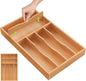 Unibambou Bamboo Utensil Drawer Organizer with Removable Dividers, Kitchen Organizer for Flatware Cutlery, Silverware Tray for Drawer (6/5 Flexible Slots, Natural)