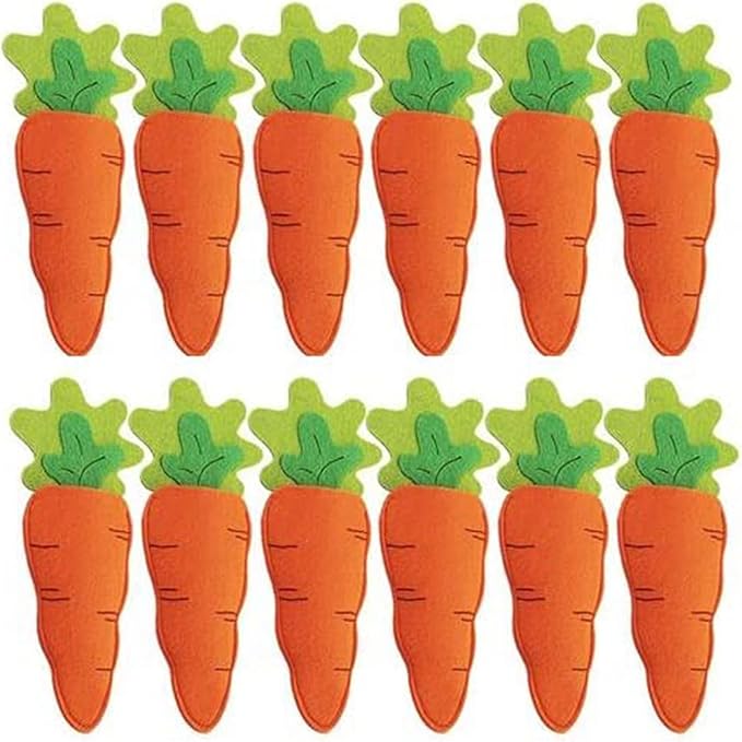 Easter Utensil Cutlery Holders, Easter Carrot Shape Silverware Tableware Utensil Holder, Easter Felt Cutlery Holder Pouch Bags, Reusable Utensil Sleeve for Knife Forks, Easter Table Decoration