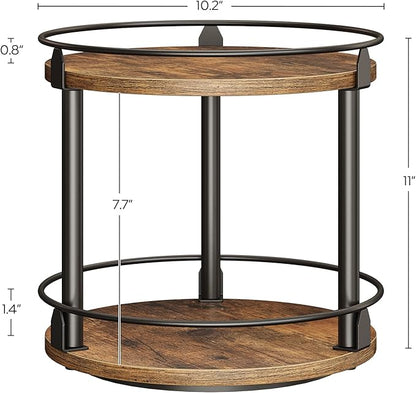 YATINEY Spice Rack, Set of 2 Lazy Susan Organizer, 2-Tier Turntable Organizer, Rotating Spice Rack Organizer For Cabinet, Compact and Versatile, for Kitchen Countertop, Rustic Brown SR22L2BR