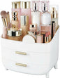 novelinks 3-Tier Skincare Makeup Organizer with Drawers, Large Capacity Vanity Storage Box, Desktop Cosmetic Organizer for Bathroom, Dresser & Vanity Countertop, White