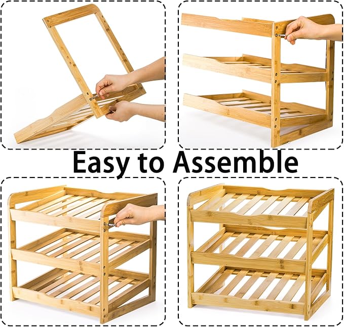 TOPZEA Soda Can Rack Organizer for Pantry, 3 Tier Bamboo Stackable Can Goods Storage Dispenser Shelf Canned Food Holder Stand for Kitchen Coutertop, Cabinet, Hold up to 36 Cans