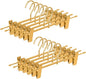 10 Pack Matte Gold Aluminum Pants Hangers with 2 Adjustable Clips & 360° Swivel Hooks, Lightweight & Sturdy, Non-Slip Rubber Pads for Trouser, Skirts, Jeans, Scarf, Camisoles, Kids & Adults