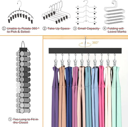 Legging Organizer for Closet, Pants Hangers with Clips Holds 20 Leggings, Jeans, Hats, Shorts, Socks, 360° Rotating Space Saving Hanging Clothes Organizer for Closet Organizers and Storage 4Pcs