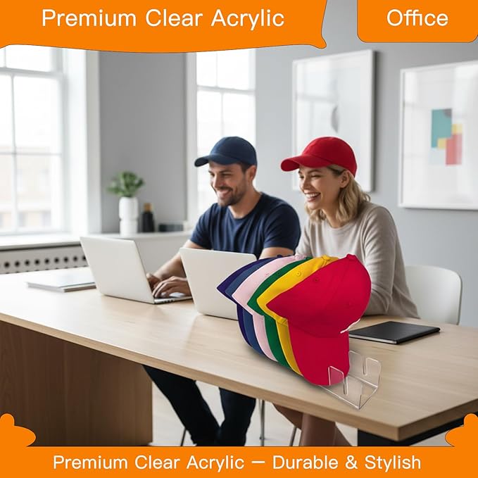 Hat Stands, Holder Organizer for Baseball Caps, 2 Pack Acrylic No-Install Hat Rack for 14 Caps Storage, Hat Organizer Display Stand for Closet, Bedroom, Dresser, Office, Shelf Decoration