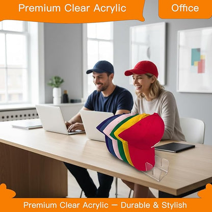Hat Stands, Holder Organizer for Baseball Caps, 2 Pack Acrylic No-Install Hat Rack for 14 Caps Storage, Hat Organizer Display Stand for Closet, Bedroom, Dresser, Office, Shelf Decoration