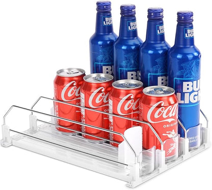 2 Pack Rolling Soda Can Dispenser for Refrigerator and Automatic Soda Can Organizer for Refrigerator Can Dispenser