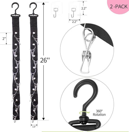 Hat Organizer Baseball Caps Rack Hangers 2PCS Door Hat Racks with 8 Stainless Steel Clips Cap Wall Holder Closet Storage Organizer Over Door Wall Caps Storage Hangers Black