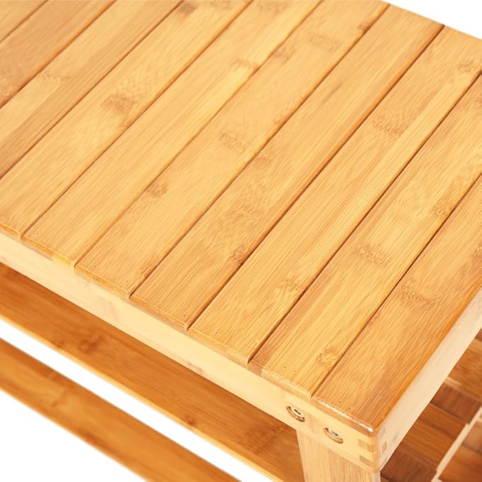 None/Brand Bamboo Shoe Rack with Storage Shelf, Three-Layer Wooden Shoe Rack, can Hold 551 pounds, Very Suitable for Corridor, Bathroom, Living Room and Corridor Entrance (Wood Color)