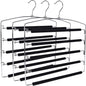 3 Quality Multi-Bar Metal Hangers - Real Heavy Duty, Space-Saving, Stable with Non-Slip Foam Padding, Swivel Hook for 5 Jeans Each - Suitable for Pants, Scarves, Towels, Trousers