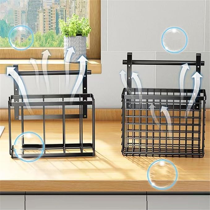 Over The Cabinet Door Organiser Storage Basket with Adjustable Heights for Kitchen and Bathroom Home Organization Tool