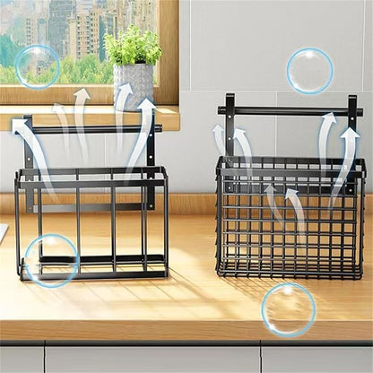 Over The Cabinet Door Organiser Storage Basket with Adjustable Heights for Kitchen and Bathroom Home Organization Tool