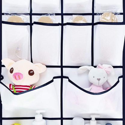 2 Pack Extra Large Hanging Over Door Shoe Organizers, 12 Mesh Pockets + 6 Large Mesh Storage Various Compartments with 8 Hooks Shoes Holder for Closet Bedroom, White (59 x 21.6 inch)