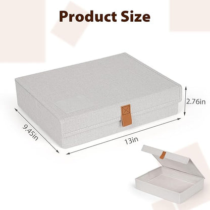 Flenpptly Decorative Photo Storage Box, Photo Boxes Storage with Lids Keepsake Box to Store Pictures, Envelope, Scrapbook Supplies Comes with Business Card Frame to Mark (Small)