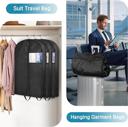 KIMBORA 35" Garment Bags for Hanging Clothes Travel, 4" Gusseted Suit Bags for Closet Storage Mens Garment Protector Cover for Coats, Jackets, Shirts (3 Packs)
