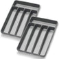 Loyareal Silverware Organizer 2 Pieces Utenisl Organizer Holder Kitchen Drawer Organizer Plastic Silverware Tray for Drawer Flatware Organizer 5 Compartment Black