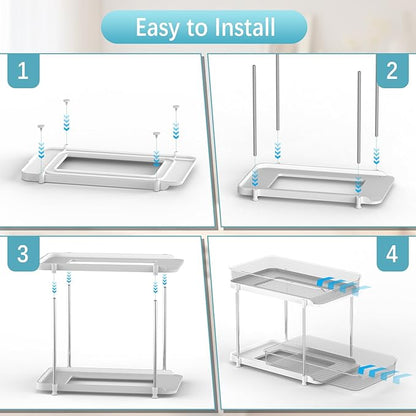 Gomyrod Hat Rack for Baseball Caps, 2-Tier Clear Hat Organizer for Closet Space Saving Hat Storage Holds up to 20 Caps, Pull-Out Cabinet Organiser with Track for Closet & Bedroom