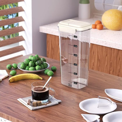 3-Piece Airtight Storage Set - 1200ml+2000ml+2800ml with Handheld Design, BPA-Free Food-Grade, Stackable Organizers for Flour, Grains, Oats, Pasta, Pet Food (Cream Yellow)