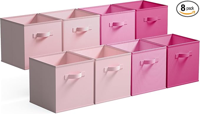 GRANNY SAYS 11 Inch Cube Storage Bins, Cube Storage Organizer, Fabric Collapsible Storage Bins with Handle, Storage Cubes for Shelves, Closet, Pink Gradient, 8-Pack
