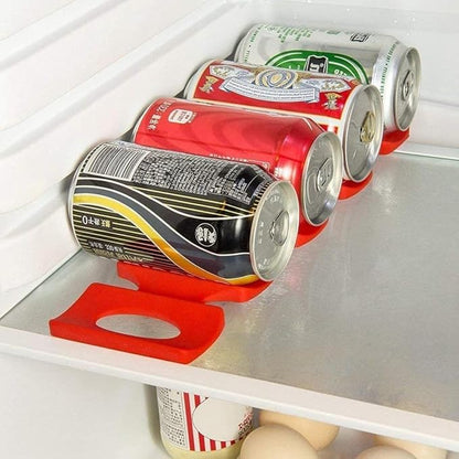 Drink Holder Silicone Beer Cola Wine Bottle Mats, Water Bottles & Food Cans Rack Holder Stack, Perfect Kitchen Cabinet and Fridge Stack Storage, Bottles Cans Fridge Organizer, 1 Pcs, Red