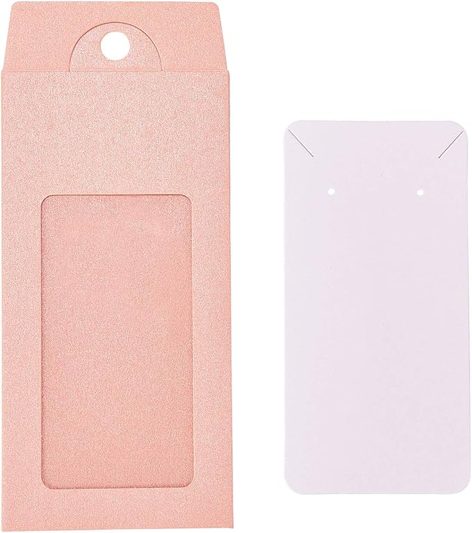 Stiesy 100 Pcs Pink Cardboard Paper Jewelry Box Presentation Box with Necklace & Earring Jewelry Display Cards Jewelry Packaging Boxes