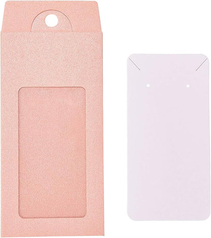 Stiesy 100 Pcs Pink Cardboard Paper Jewelry Box Presentation Box with Necklace & Earring Jewelry Display Cards Jewelry Packaging Boxes
