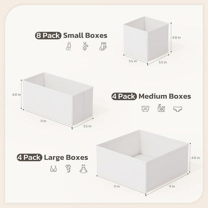 Drawer Organizer, 16 Pack Baby Dresser Organizer for Nursery, Foldable Closet Organizers and Storage Dresser Dividers for Clothes, Socks, Scarves, Ties (White)