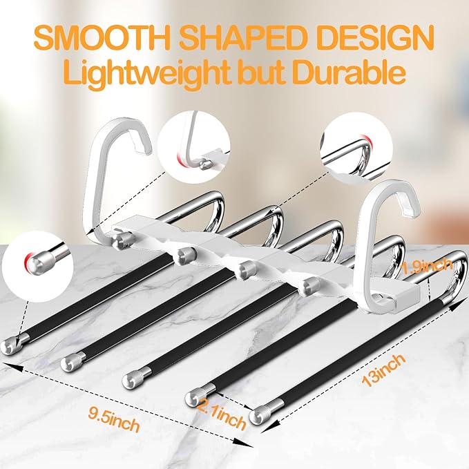Pants Hangers Space Saving - 2 Pack - Closet Organizers and Storage, Hanger for Jeans Trousers Clothes