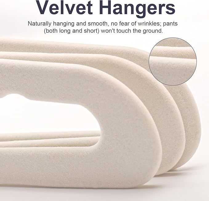 Velvet Pants Hangers - 8 Pack White Non Slip Open Ended Hanger with 360 Swivel Hook - Closet Space Saving Hanger for Heavy Pants, Jeans, Trousers, Scarf