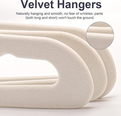 Velvet Pants Hangers - 8 Pack White Non Slip Open Ended Hanger with 360 Swivel Hook - Closet Space Saving Hanger for Heavy Pants, Jeans, Trousers, Scarf
