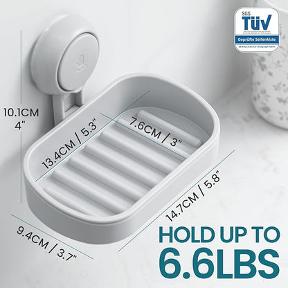 TAILI Soap Holder Soap Dish for Shower, Suction Cup Soap Holder for Shower Wall, Bathroom Accessories, Removable Strong Hold Soap Saver, Drill Free, Grey