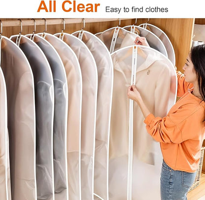 Kifmurase 40" All Clear Garment Bags for Hanging Clothes, 15 Packs Suit Bags for Closet Storage, Plastic Dustproof Suit Cover Bag Clothes Protectors Bag with Zipper for Coats Jackets Shirts Closet