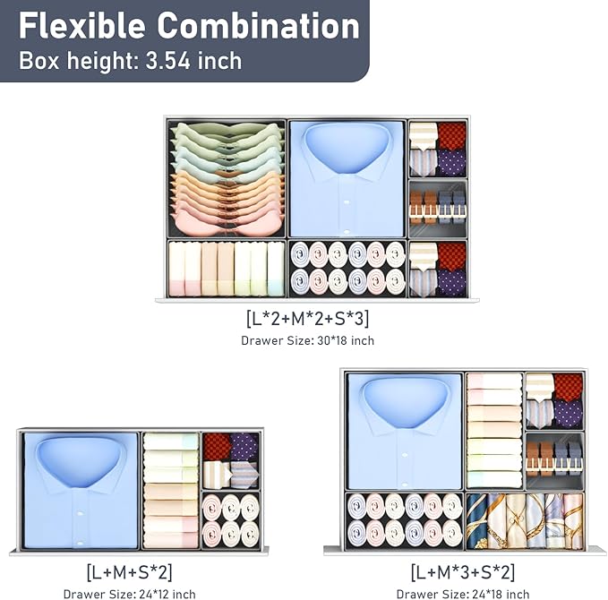 DIMJ Drawer Organizer Clothes Storage - 26 Pack Baby Dresser Organizer for Nursery, Foldable Closet Drawer Organizer Bins for Bedroom Organization, Fabric Storage Dividers for Socks, Underwears, Bras