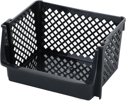 TidyFriend 6 Pk Large Stackable Storage Bins Open Front for Pantry Organizers and Storage, Pantry Storage for Food, Kitchen and Home Organization, Plastic Storage Bins, Dorm Room Essentials (Black)