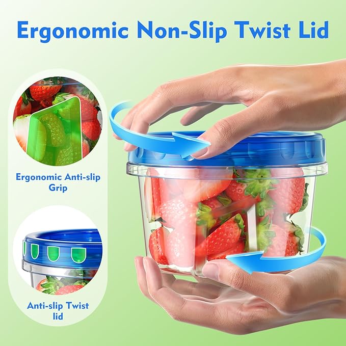 BiuLeon 12 Pack-17oz Freezer Storage Containers, Plastic Food Storage Containers with Twist Top Lids, BPA Free and Reusable Soup Containers with Lids, Leakproof/Microwave/Dishwasher Safe