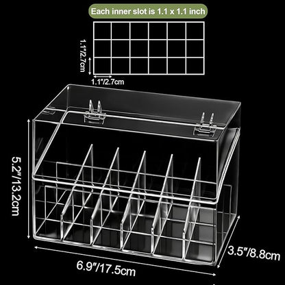 Foraineam 3 Pack Lipstick Holder Organizer with Lid, 18 Spaces Clear Acrylic Lipstick Display Stand Container, Dust-proof Beauty Makeup Storage Case for Cosmetic Dresser Vanity Cabinet Display