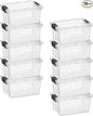 Superio Clear Storage Box with Lid, 3.5 Quart Plastic Container Bins for Organizing, Stackable Crates, BPA Free, Non Toxic, Odor Free, Organizers for Home, Office, School, and Dorm, 10 Pack