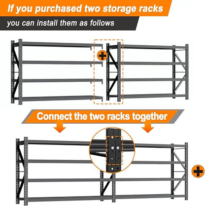 Garage Shelving 70.87" Wide Heavy Duty Storage Shelves Units and Storage,Metal Shelving Adjustable Shelves,Steel Garage Storage Rack,Industrial Utility Shelf Organization for Kitchen,Pantry