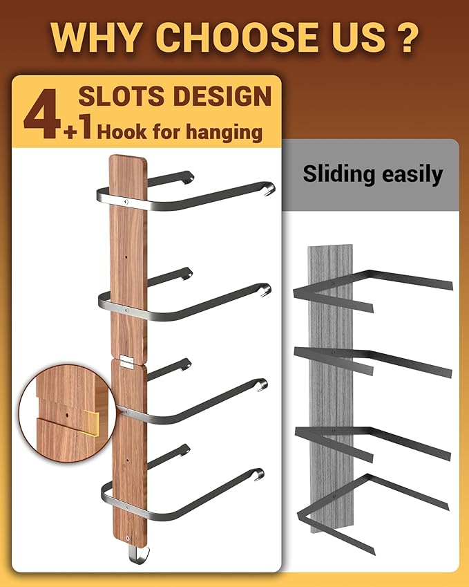 Midukit Cowboy Hat Rack for Wall, Cowboy Hat Holder for 4 with Hooks,Wooden Rustic Metal Hanger for Wall with Pine Board,Western Baseball Hat Rack Holder for Fedora, Sun Hats (4 Hats)