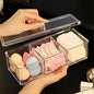 Sooyee Qtip Holder Rectangle Cotton Ball and Swab Holder Organizer with Lid, Dustproof,Waterproof,Clear Acrylic 3 Compartment Cotton Pad Container for Cotton Swabs, Make Up Pads, Cosmetics