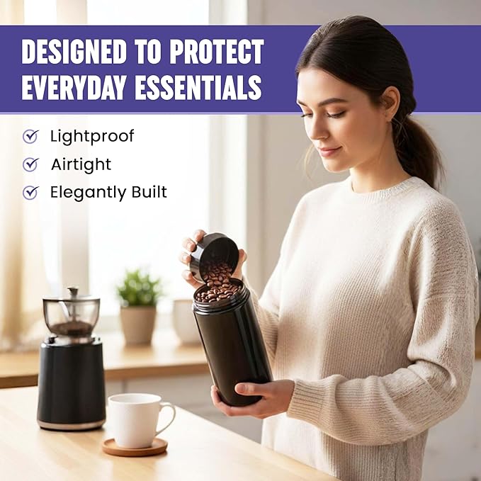 Infinity Jars, 1 L (12 oz) Airtight Coffee Canister Ultraviolet Glass Coffee Bean Storage Container Antistatic, Light Blocking Container for Coffee, Herbs, Tea & Spices Durable